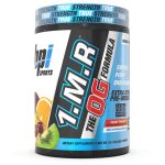 Closeup of 1.M.R™ OG Pre Workout in a scooping action showcasing its fine powder consistency.