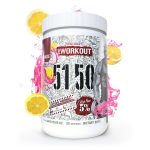 5150 Pre-Workout in lemonade flavor, featuring bold splashes of pink and yellow, perfect for intense training sessions.