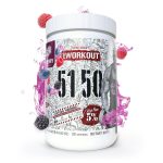 5150 Pre-Workout showcasing a berry flavor with splashes of purple and mixed berries, highlighting its invigorating energy formula.