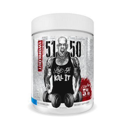 5150 Pre-Workout container featuring a bold design, ideal for intense workouts, promoting high energy and performance from 5% Nutrition.