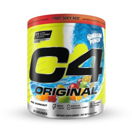 C4 Original pre-workout supplement container with colorful design on a white background
