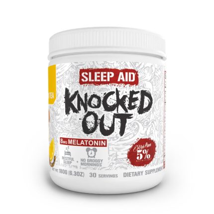 Knocked The F*ck Out Sleep Aid by 5% Nutrition in a jar, featuring 8mg Melatonin for restful sleep.