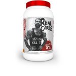 Container of Real Carbs supplement with a red lid on a white background