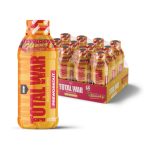 Total War preworkout supplement bottles with a box of 12 bottles on a white background