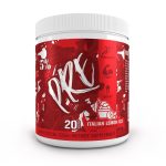 Code Red Pre Workout container in Italian Lemon Ice flavor, showcasing its vibrant red design and labeled as a dietary supplement from 5% Nutrition.