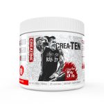 Crea-Ten by 5% Nutrition featured in a white container with vibrant design, promoting its fruit punch flavor and benefits for workout recovery.