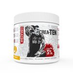 Crea-Ten by 5% Nutrition in a white container portraying tropical pineapple flavor, highlighting its role in muscle volume and hydration.