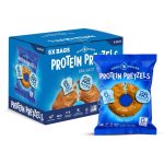 Box of Protein Pretzels with a single package on a white background