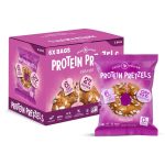 Box of Protein Pretzels with a single packet on a white background