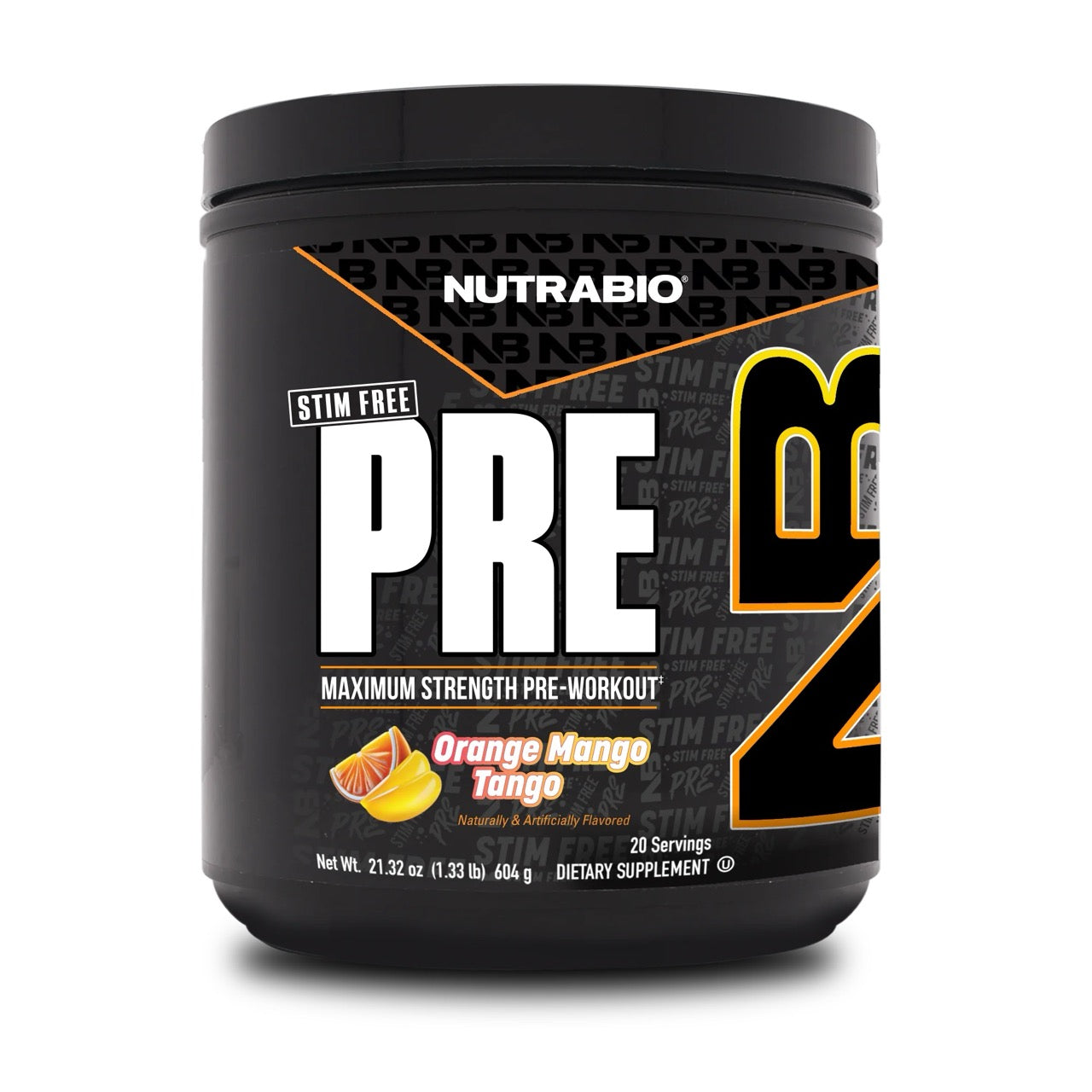 nutrabiostimfreeorangemangotangoLarge NutraBio Stim Free Pre Workout - Image 1