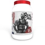Container of Real Carbs supplement with a red lid on a white background